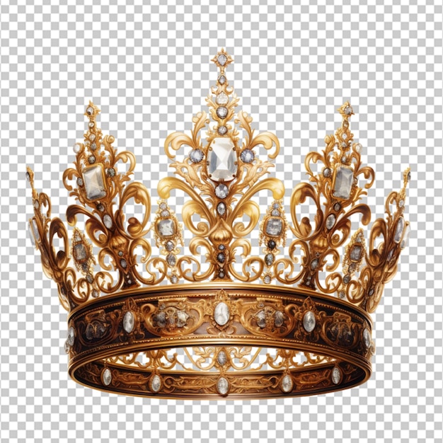 PSD a regal and elegant golden crown hangs in midair against a pure and crystalclear background exuding a sense of supremacy and majesty on white background