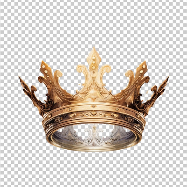 PSD a regal and elegant golden crown hangs in midair against a pure and crystalclear background exuding a sense of supremacy and majesty on white background