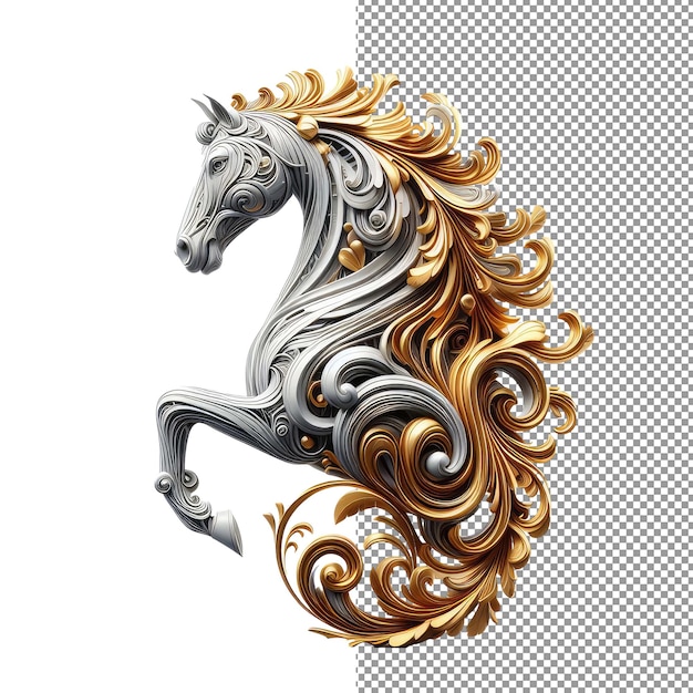 PSD regal runner explore the royal beauty of a 3d ornate horse portrait