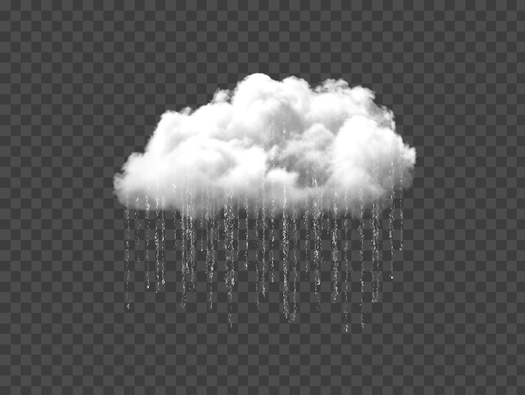 PSD regen afkomstig van een wolk geïsoleerd op transparante achtergrond png psd