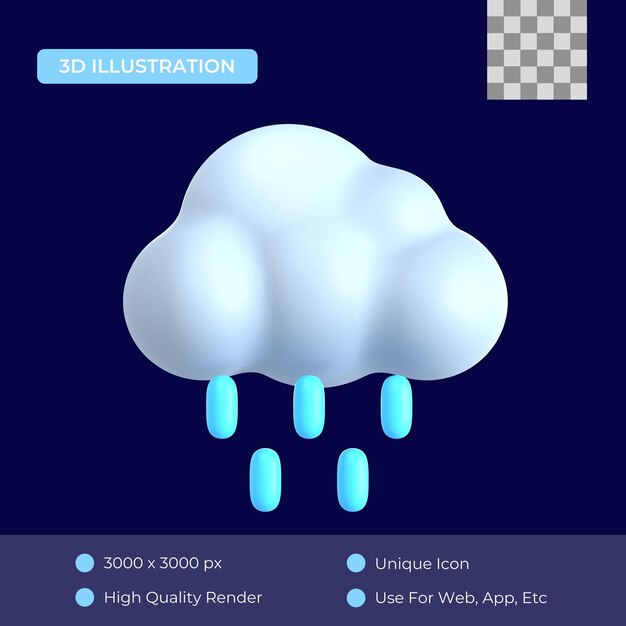 PSD regenachtig 3d pictogram