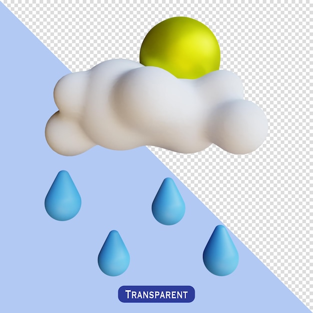 Regenachtige zonnige dag 3d illustratie