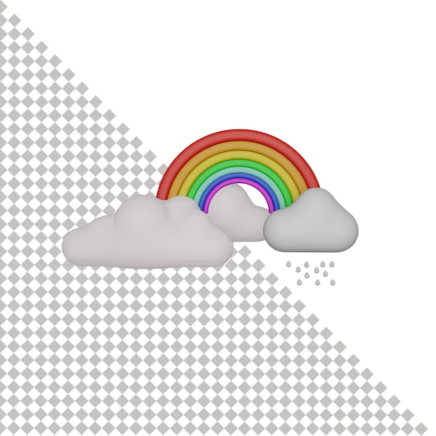 Regenboog en cloud 3d-pictogram