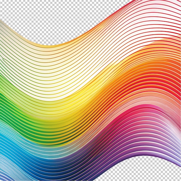 Regenboog kleurrijke golvende lijn op doorzichtige achtergrond