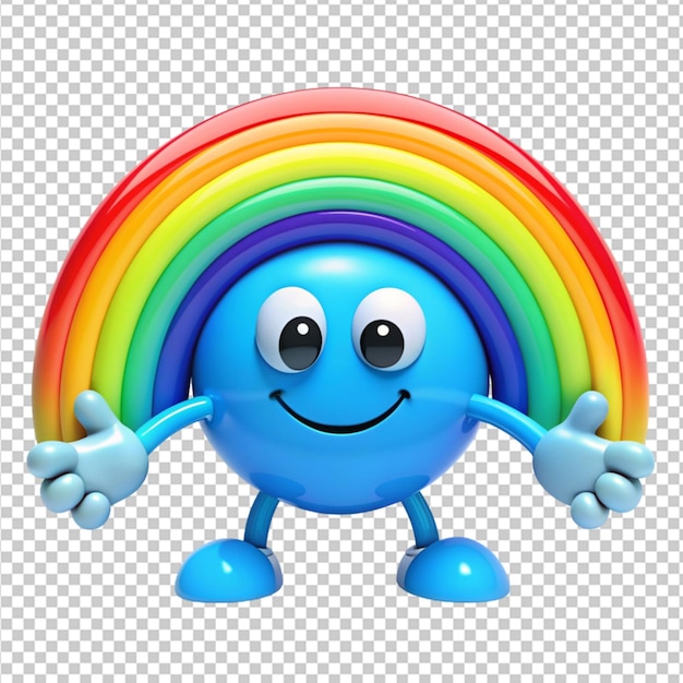 PSD regenboog met een natuurlijke blauwe cartoon op een doorzichtige achtergrond