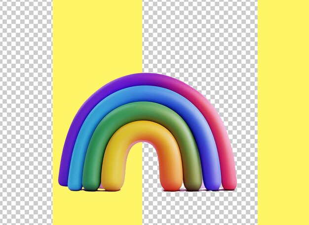 PSD regenboog met wolken kleurrijke 3d-rendering