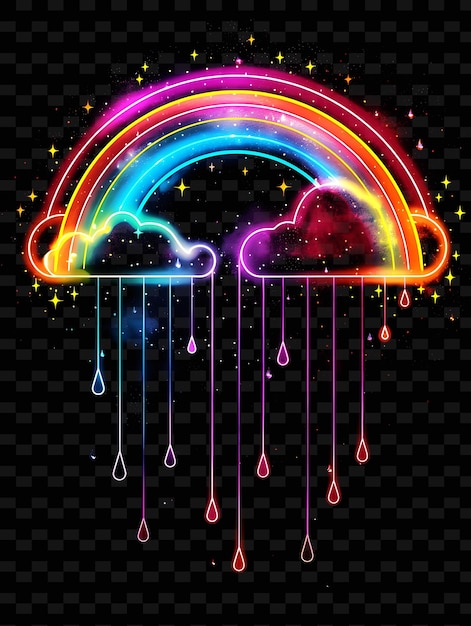PSD regenboog op een zwarte achtergrond met regenboogen en sterren