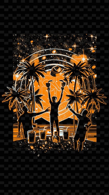PSD artista di reggaeton che si esibisce in una festa in spiaggia con palme illustrazione poster musicali