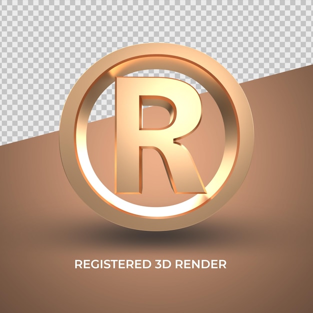 PSD registered symbol gold 3d