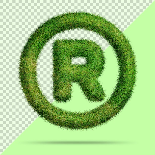 PSD registered trademark symbol with realistic 3d grass