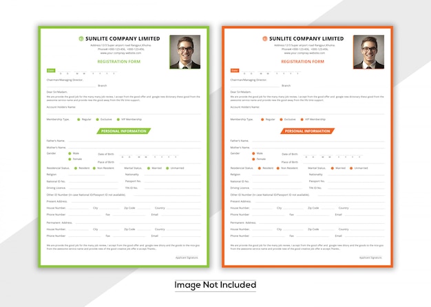 Registration form template