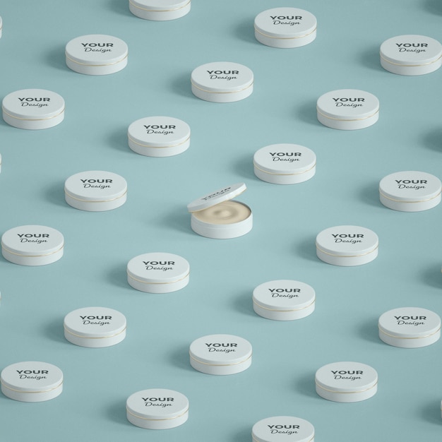 PSD regular pattern of open jars of cosmetics cream