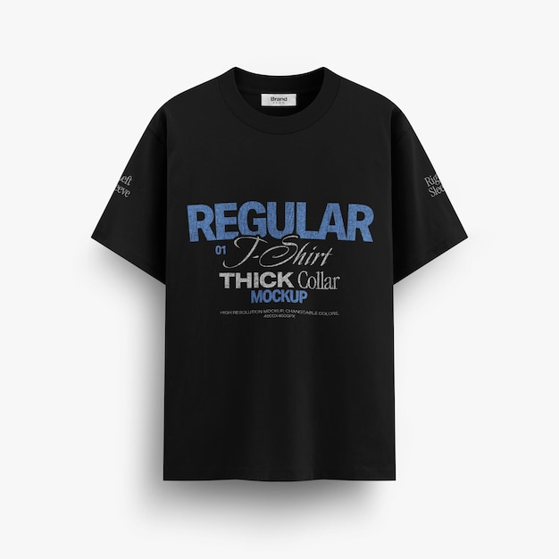 普通のTシャツモックアップ フロントビュー 厚い襟とカスタマイズ可能なカラー機能