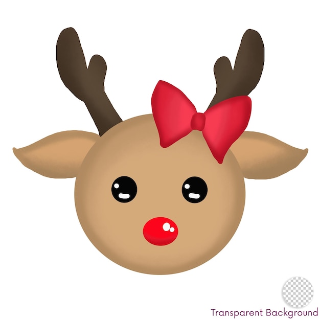 The reindeer has a red bow Christmas Illustration