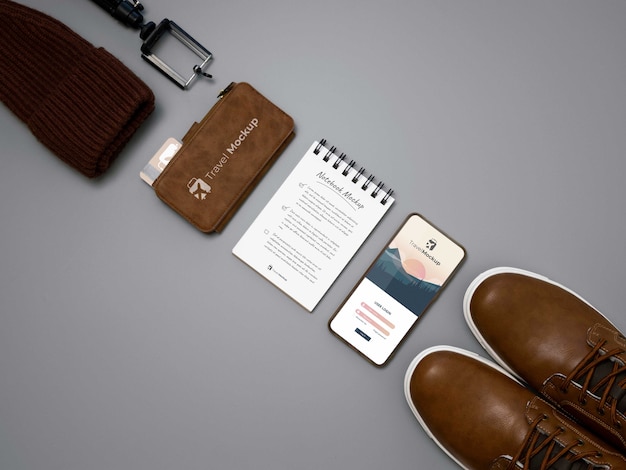 Reis stilleven mockup ontwerp