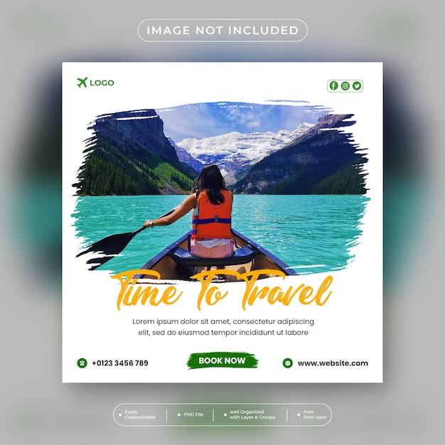 Reis vakantie banner sociale media instagram post