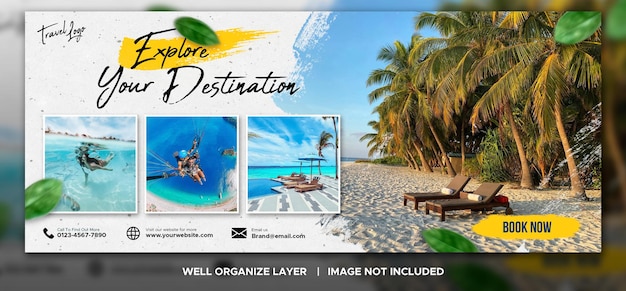 PSD reisbureau social media facebook banner en tour vakantie vakantie webbannersjabloon