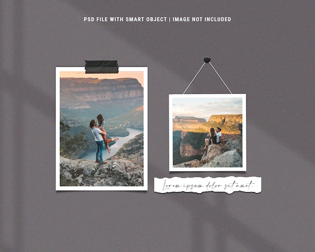 PSD reisfotolijst set moodboard mockup met inktspatten premium psd