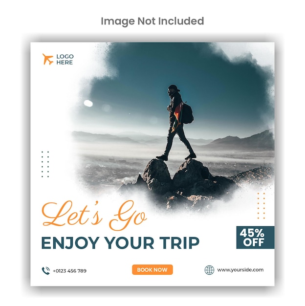 Reistour vakantie social media post sjabloonontwerp
