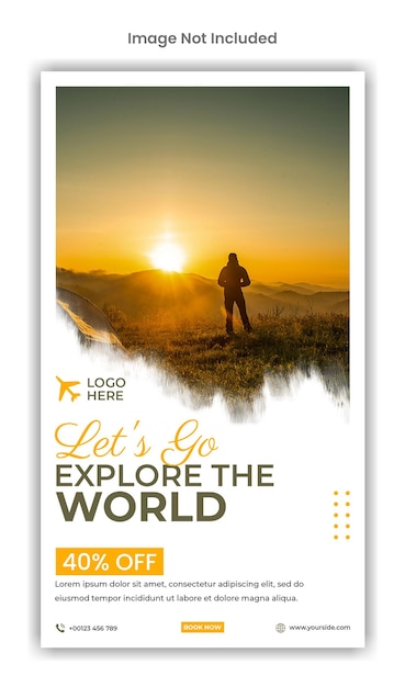 Reizen verken de wereld social media instagram story template design