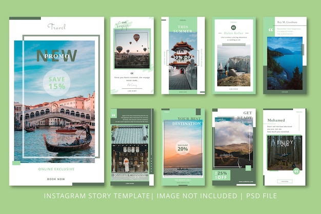 PSD reiziger instagramverhalen grafische sjabloon