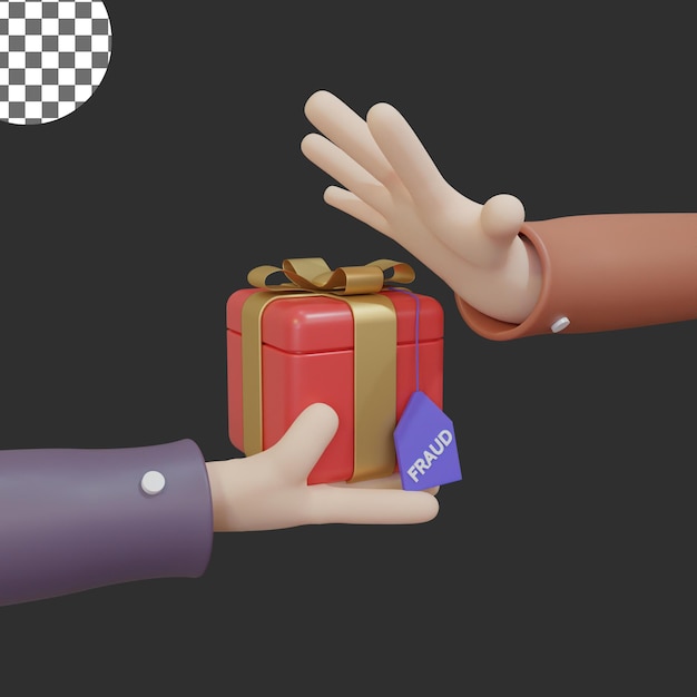 Ręka mężczyzny dająca prezent jako gratyfikacja Odmowa innej ręki