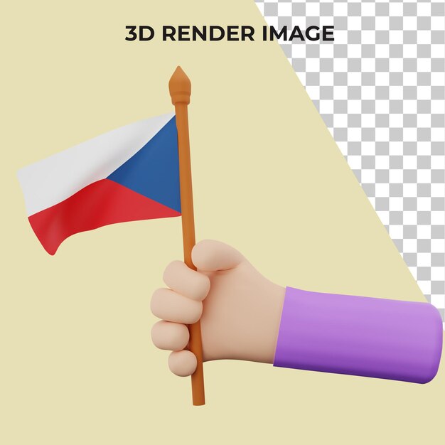 PSD ręka renderowania 3d z koncepcją święta narodowego republiki czeskiej