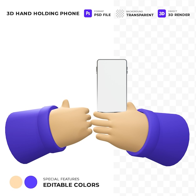 Ręka Trzymająca Telefon Z Makietą Pustego Ekranu I Edytowalnym Kolorem