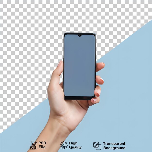 Ręka Ze Smartfonem Mobile Mockup Izolowany Na Przezroczystym Tle