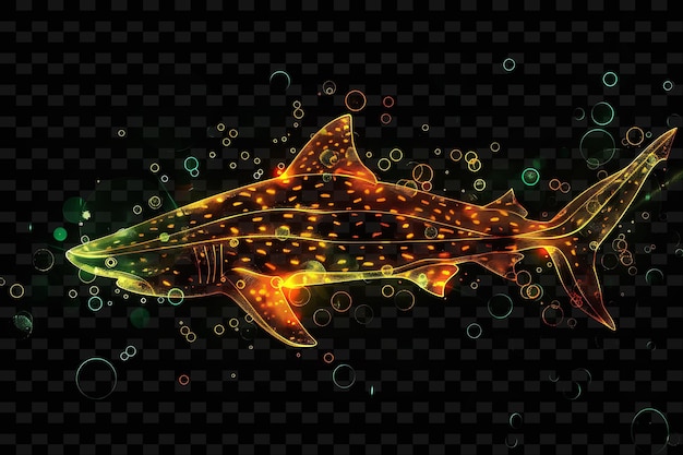 PSD rekin z jasnymi światłami na czarnym tle