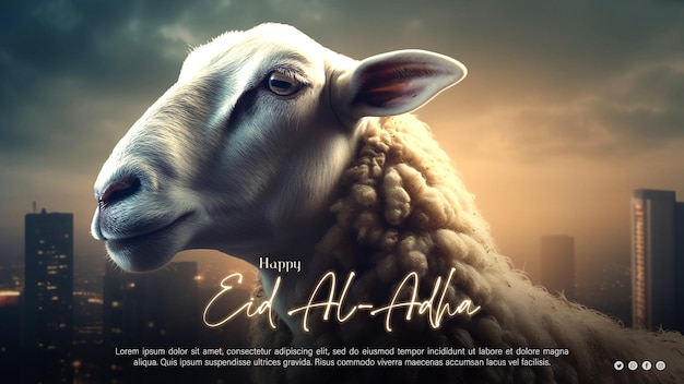 Reklama eid al z owcą w tle.
