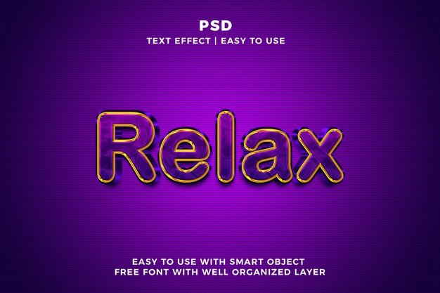 Relax 3d editable photoshop text effect style psd with background