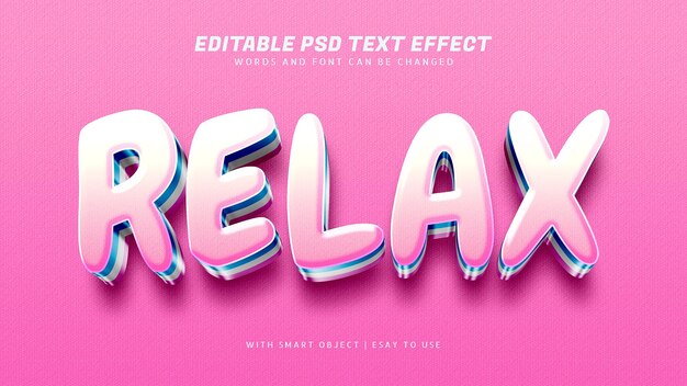 Relax 3d pink text effect editable