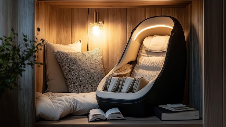 PSD relaxing massage chair in cozy alcove
