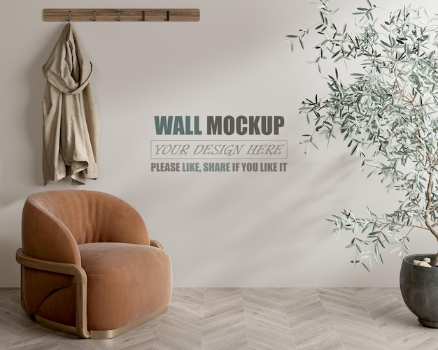 Relaxing sitting space with modern decoration wall mockup