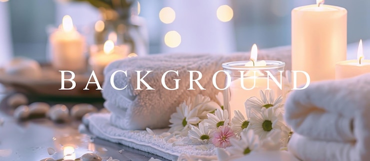 PSD relaxing spa setting with candles towels and flowers