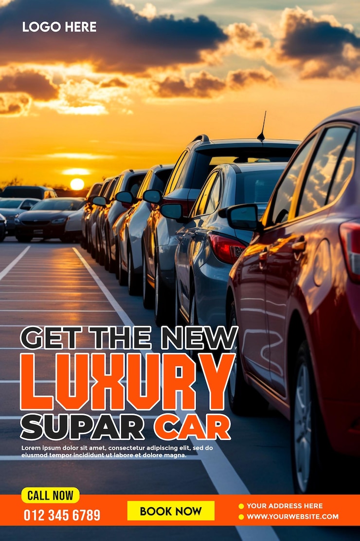 PSD reliable car rental banner copy space poster and flyer