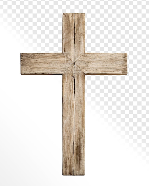 Religious wooden cross on a transparent background