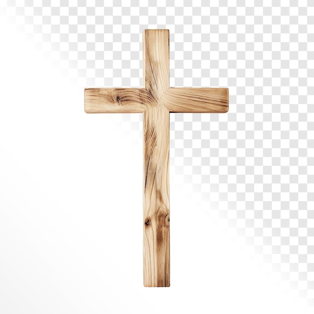 PSD religious wooden cross on a transparent background