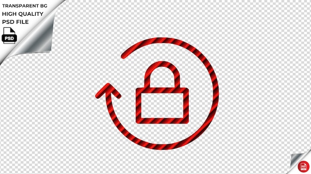 PSD ricarica blocco di cassaforte recupero di password bloccato icona vettoriale piastrella a righe rosse psd trasparente