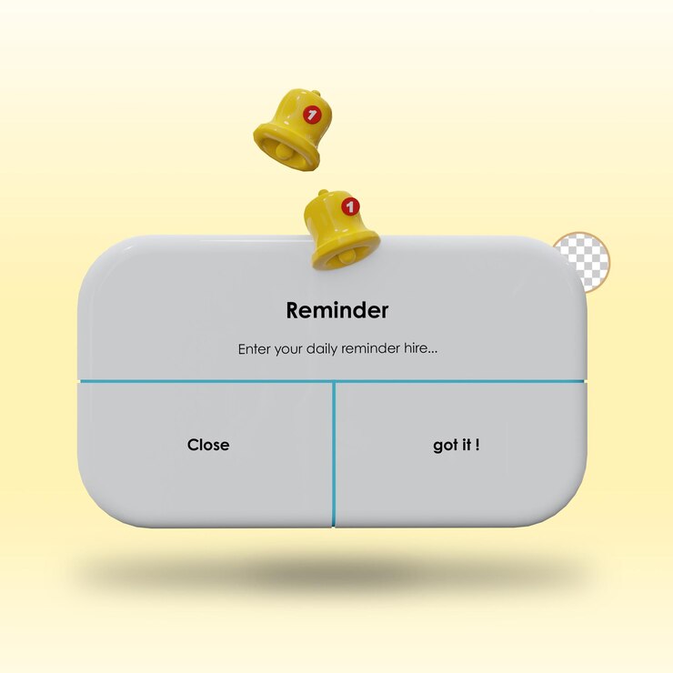 PSD reminder in 3d design mockup template