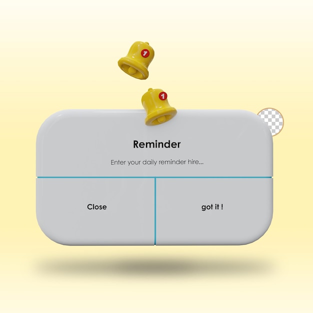 reminder in 3d design mockup template