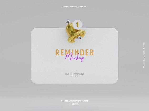 PSD reminder notification interface mockup isolated objects