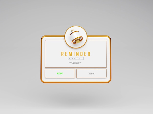 Promemoria interfaccia di notifica mockup oggetti isolati