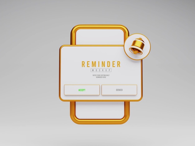 Reminder notification interface mockup isolated objects