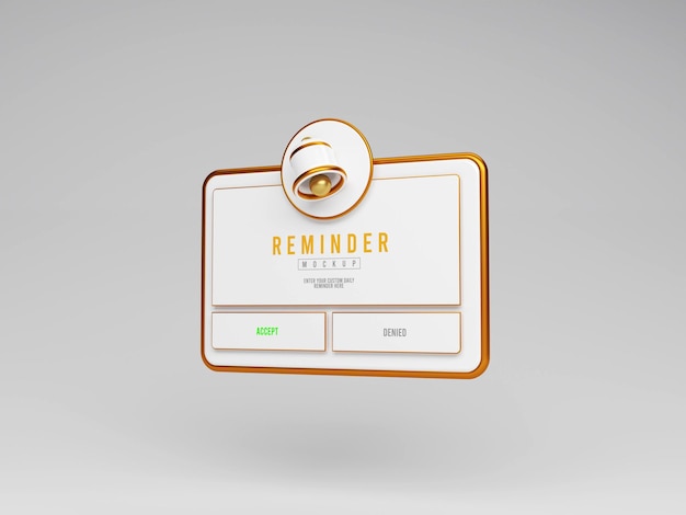 Reminder notification interface mockup isolated objects