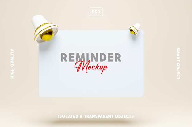 Reminder Notification Mockup Interface 3D rendered