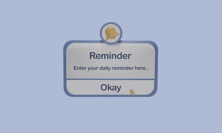 PSD reminder notification template 3d