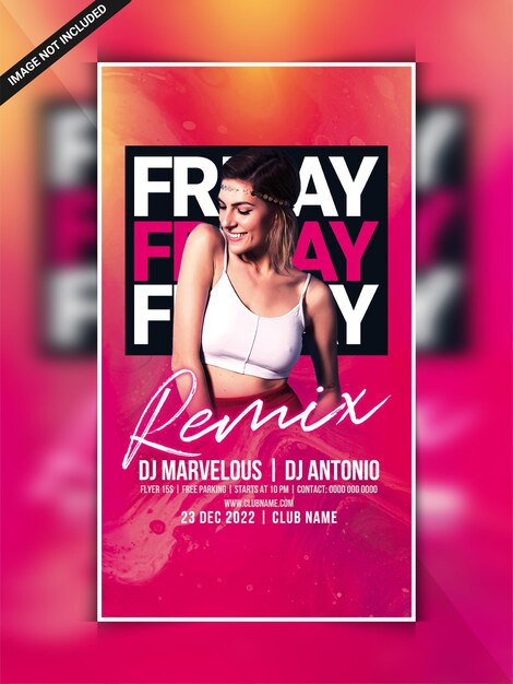 PSD remix friday party instagram web banner template
