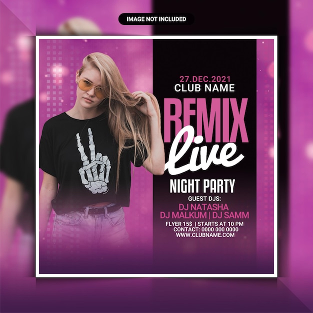 Remix live night club party flyer template